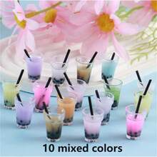 10颗混合随机水果树脂珠，棒棒糖、草莓、葡萄形状吊坠，适合DIY创意耳环、项链、手链、珠宝制作材料 - 水果瓶吊墜 - 查看 21