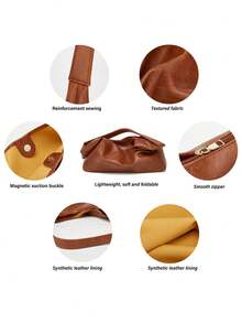 2pcs/Set New Arrival Tote Bag, Versatile Handbag & Shoulder Bag, Retro Minimalist Large Capacity Tote Bag For Women - Brown - View 5