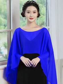 雪纺披肩，白色，红色，婚礼披肩，黑色斗篷，无袖，防晒外套 - 彩色 - 查看 15