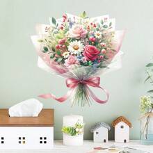 1pc Lace Bow Floral Window Sticker, Includes Daisy & Rose Patterns, DIY Removable Self-Adhesive Decorative Sticker, Suitable For Mother's Day, Living Room, Bedroom, Study, Office - Mother's Day - View 6