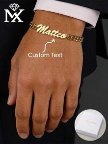 Customized Name Curb Chain Bracelet - Minimalist Personalized Name Jewelry - Birthday Gift For Women - Multicolor - View 2