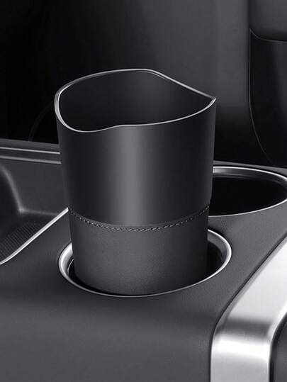 1pc Multi-Function Car Storage Bucket - High-Quality Black Leather Material, Cup Holder Design, Can Be Used As Portable Car Trash Can And Umbrella Storage Box, Waterproof Stitching Details, Internal Small Item And Umbrella Storage, Available In Multiple Colors