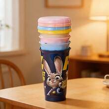 Miniso Disney Zootopia Straw Plastic Cup 4 - Piece Set, 520mL Large Capacity Meeting Various Drinking Needs, Vivid Character Patterns Adding Usage Fun, High - Quality Plastic Material , Suitable For Home And Outing (1 Set) - Multicolor - View 5