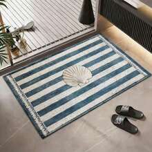 1pc Blue Striped Seashell Creative Gift Doormat, Small Rug, Welcome Mat, Carpet, Floor Mat, Outdoor Doormat, Kitchen Rug, Home Decor, Front Door Mat, Area Small Rug, Outdoor Mat, Home Decor, Area Rug, Garden Rug, Washable Carpet - Multicolor - View 2