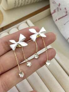 1 Pair Exquisite Elegant Niche High-End Bowknot Tassel Earrings, Suitable For Teenage Girls Daily And Festival Wear - Bow Tassel - View 2