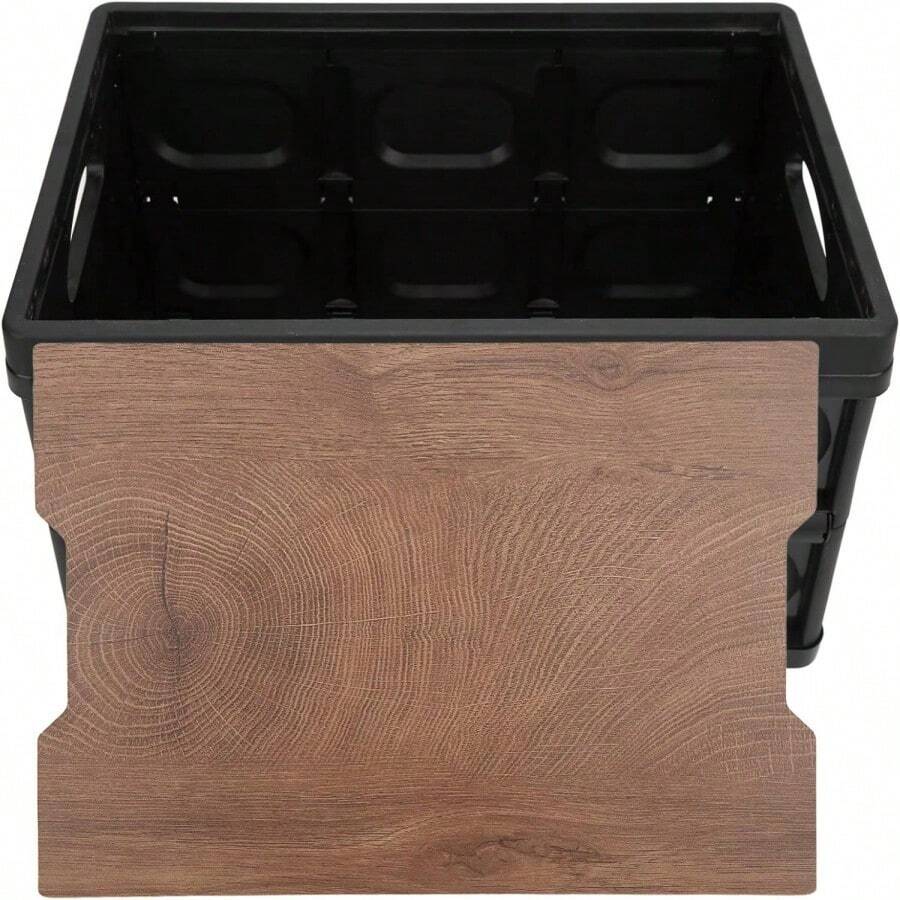 Outdoor Multifunctional Folding Storage Box With Wooden Panel Thickened Removable Portable Large Capacity Versatile Use As Coffee Table For Camping Picnic (Black) - 30L - View 1