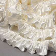 1 Yard X 6cm Lace Ruffle Trim, Polyester Satin Ribbon - Wavy Ruched Ribbon Sewing Craft Decor - Milky White - View 2