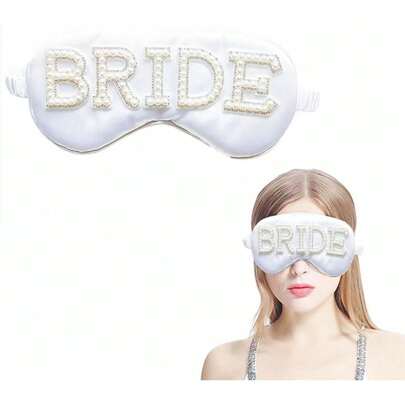 Mặt nạ ngủ cô dâu sang trọng đính đá - Mặt nạ ngủ bằng satin trắng dành cho tiệc cưới, tiệc độc thân và tiệc chia tay độc thân, món quà hoàn hảo cho kỷ niệm ngày cưới.