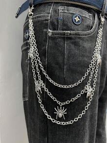 1pc Gothic Punk Style Pants Chain With Spider & Skull Pendant, Suitable For Men & Women To Pair With Jeans, Casual Pants, Daily Wear And Street Party - Silver - View 3