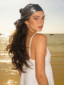 1 st. leopardmönstrad och metallisk hårhalsduk, retro tofshuvudbonad för strand, fest och vardag - Multifärgad - Visa 2