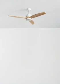 CREATE - Ventilador de teto de 40 W com luz, branco, tamanho P (Ø112 cm) (para ambientes ≤10), silencioso, com pás em ABS, entrega em 24/48 horas para Espanha (península) - WIND STYLANCE - Cor e controle da lâmina de madeira clara - Ver 2