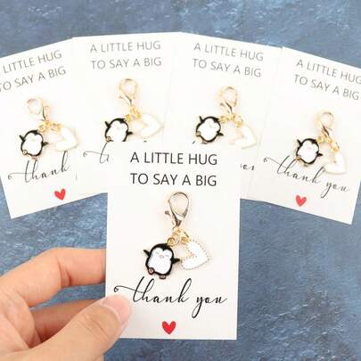 1 Stück/5 Stücke süße Pinguin und Charm kleine Herz Schlüsselanhänger Sets mit Umarmungen, Grußkarten, Dankbarkeitsgeschenke, einzigartige Schlüsselanhänger Sets, Partygeschenke, Geburtstagsgeschenke, Festivalgeschenke, Jahrestags-Geschenke, Klassenraum-Belohnungsgeschenke