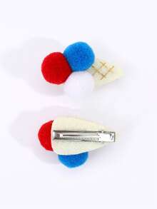 2个装独立日红白蓝发夹，可爱发卡节日发饰，适合女孩和青少年 - 彩色 - 查看 3