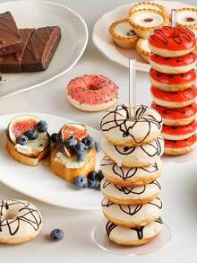 2 Stück Acryl Donut Präsentationsständer, Hochzeit Geburtstag Feiertag Kuchen Geschäft Präsentationsständer, Party Kleine Geschenk Präsentationsständer, Brot Themen Party Raum Heim Dekoration - Mehrfarbig - Übersicht 4