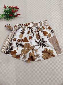 Women's Solid Color Shorts - Brown 2 - View 2