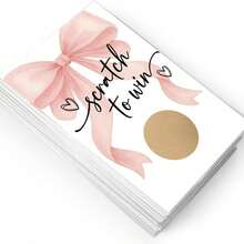 优雅的粉色丝带刮刮卡，腮红蝴蝶结刮刮游戏卡，适合单身派对、迎婴派对、生日派对、婚礼活动 - 蝴蝶結 - 查看 4