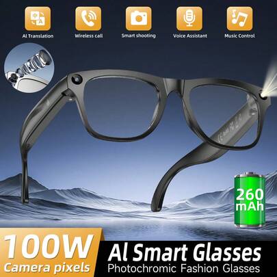 New Smart Glasses For Men & Women, Voice Assistant, 260mAh Large Capacity Battery, Long Standby, Call Answering, Real-Time Translation, Music Control, Smart Search, Precise Touch Control, Conversation, Smart Control Operation, Perfect Birthday Gift, Suitable For Daily Commute And Outdoor Use