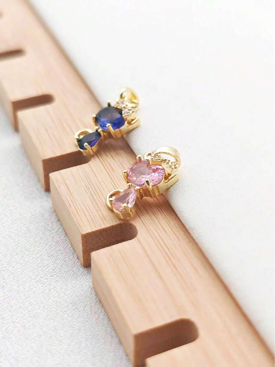 1pc Elegant Cat Shaped Rhinestone Pendant, Suitable For Women's Daily Wear - Yellow Gold - View 1