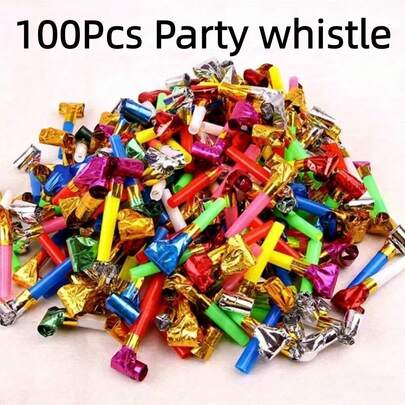 【20/30/100个装】彩色派对哨子 - 塑料龙形吹哨，无羽毛，适用于生日、毕业典礼、庆祝活动、体育赛事和一般派对装饰、派对用品、啦啦队、生日派对、长鼻龙哨、酒吧氛围加油道具、生日派对、卡通龙吹哨、摊位玩具、小丑龙吹哨、喇叭吹哨道具