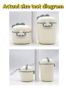 1pc Cartoon Milk Powder Container/Baby Milk Powder Box, Dinosaur Theme, Made Of PP Material, With Separate Spoon Compartment, Handle, Compact Design, Portable And Secure Closure. Suitable For Travel/Living Room/Kitchen, Can Store Fruit, Baby Food, Dried Fruit, Snacks, Condiments, Etc. (Available In 800ml And 400ml, Please Check The Comparison Image Before Purchase!) - Dinosaur-shaped Milk Powder Box (eyeless Version) - View 2