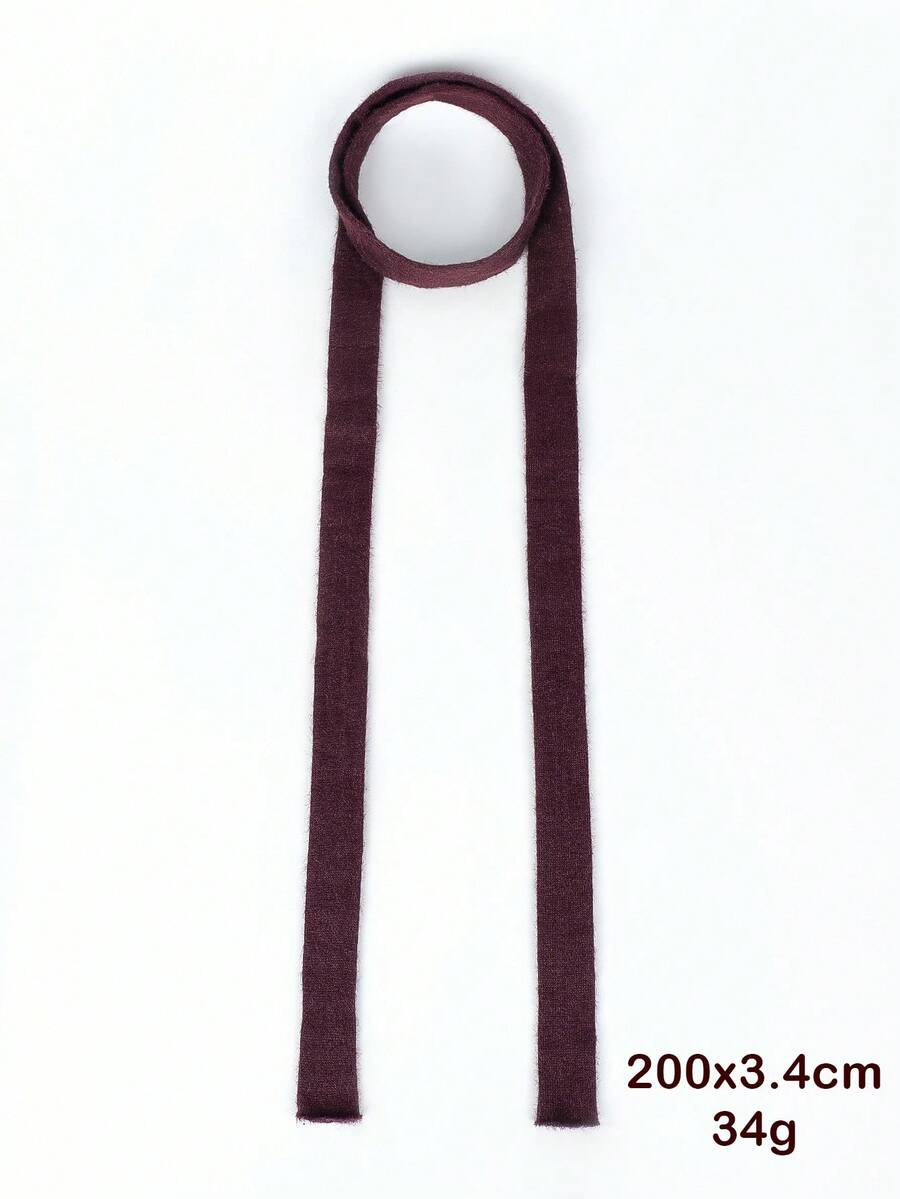 1pc Women's Faux Rabbit Fur Ribbon Bow Tie Scarf, Warm Neck Accessory For Winter,Holiday,Travel Essential - Burgundy - View 1