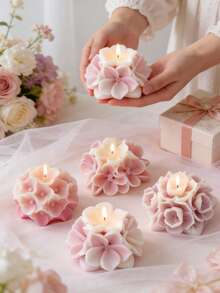 3D绣球花硅胶蜡烛模具 - DIY蜡烛/石膏/肥皂模具，浪漫母亲节/婚礼/生日礼物，家居装饰/礼品包装 - 繡球花系列-矽膠模具 - 查看 4