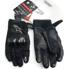 Alpinestars SMX-1 AIR V2 摩托车手套，超细纤维皮革碳纤维材质，适用于骑行、摩托车、越野摩托车、自行车，透气防护，耐磨，触屏操作，男女通用 - 黑色 - 查看 5