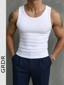 GRDR Men's Summer Sleeveless Slim Fit Tank Top, Suitable For Daily Wear And Casual Outings - White - View 2