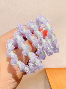 5/10/20pcs/Set Macaron Woven Hair Scrunchies, Sweet Hair Accessories - Suitable For Girls And Women, Applicable For Daily Hairstyling, Outings And More - Multicolor - View 9