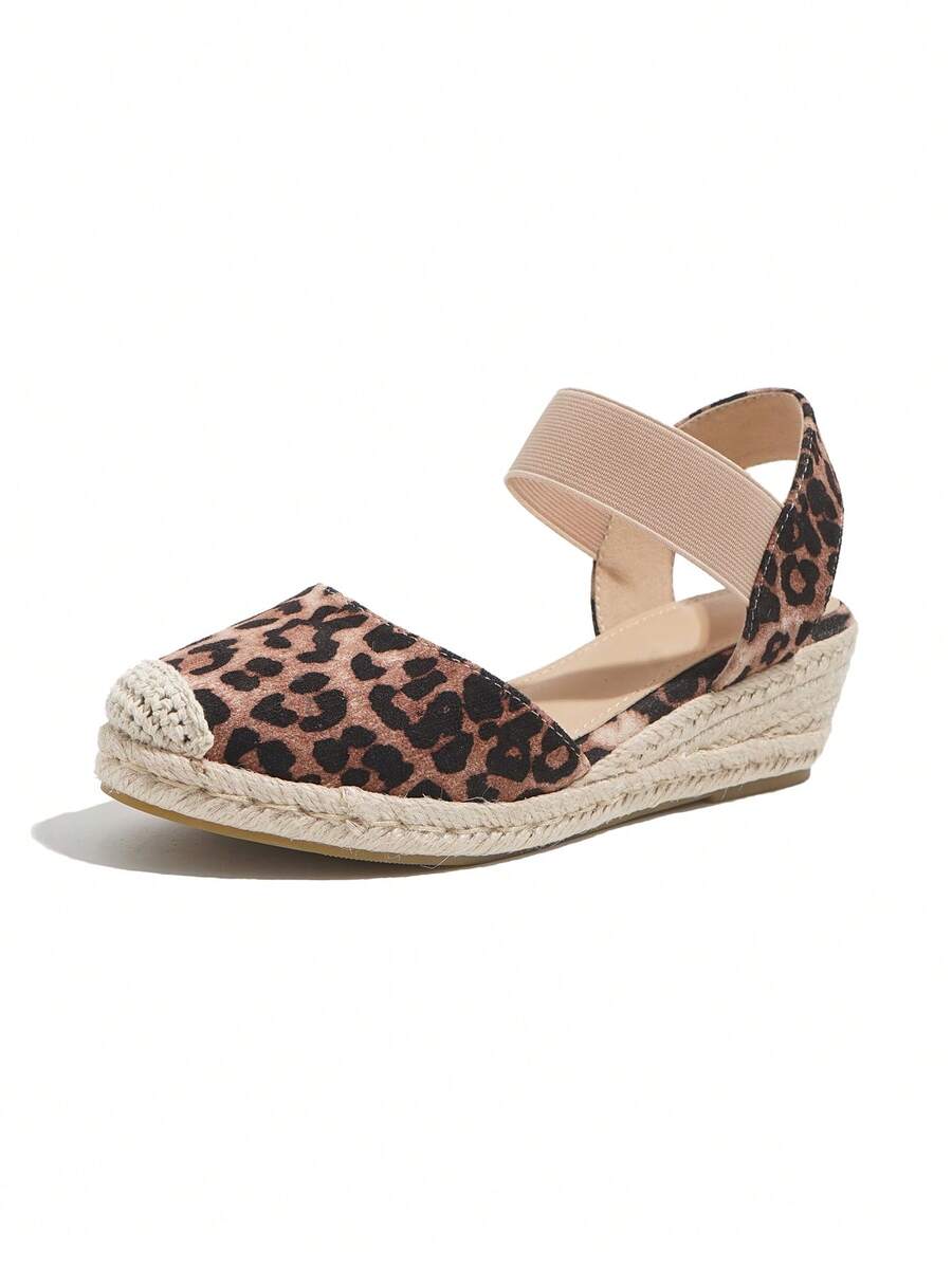 Women's Crossover Espadrille Platform Wedge Sandals - Leopard Print - View 1