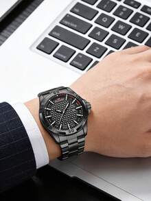 VA VA VOOM 男士手錶，45mm 銀色錶圈黑色錶殼不鏽鋼時尚蜂巢面盤 114g 石英機芯極簡男士手錶，適合日常穿著、工作通勤、約會旅行，也是送給父親和男友的絕佳禮物 - 白色 - 查看 9