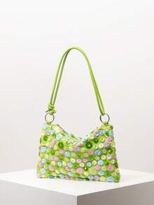 Túi đeo vai nữ đính kim tuyến thêu hoa, món quà thanh lịch cho các bữa tiệc, dạ hội, đám cưới. - Nhiều màu - Xem 2