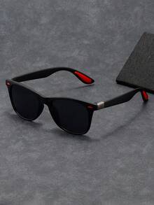 1件装经典旅行徒步风格设计驾驶钓鱼红色设计红色铆钉带硅胶减震摩擦脚垫时尚街头时尚眼镜 - 黑框灰色偏光鏡片/紅色米釘紅色橡皮 - 查看 3