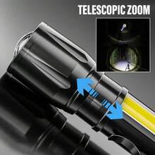 Super Bright Mini LED Flashlight Zoomable Strobe 5 Modes Rechargeable Outdoor Emergency Pocket Light For Outdoor Camping Hiking Emergency Use - Random Color(Blue Or Gray) - View 8