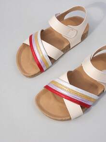 6-15 Jahre Jungen & Mädchen Sandalen, einfarbig Klettverschluss, weiche Sohle leicht, lässig rutschfest, offene Zehen, flacher Absatz, minimalistischer Stil, geeignet für Sommer Alltag/Strand/Spiel (Größe fällt groß aus, Empfehlung eine Nummer kleiner wählen) - Verschiedenfarbig - Übersicht 7