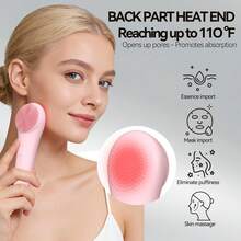 Rechargeable Silicone Facial Cleansing Brush For Women & Men - 5 Modes Waterproof Face Scrubber With Heat Massage, Deep Cleansing & Exfoliating Electric Face Brush (Pink) - Multicolor - View 5