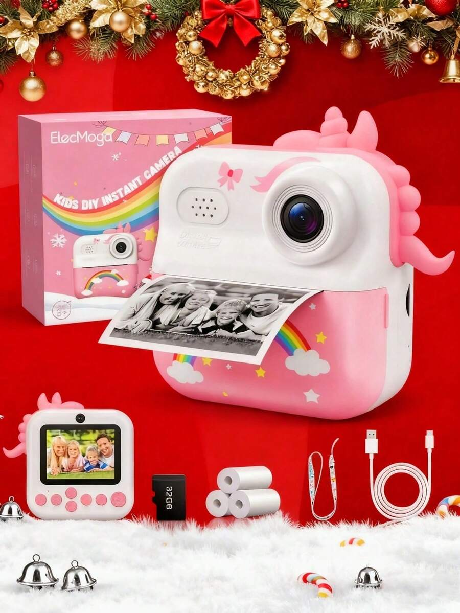 Kids Instant Print Camera HD Digital Camera For Girls Boys Toddler Age 3+, Rechargeable 32GB Card, Flash Filters Frames, Drop-Proof Case, Portable Travel Party Birthday Gift Toy,Kids Toys, Toys For Girl, Kids Books, Easter Gifts
