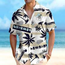 Palm Trees Swaying With Tropical Flowers Evoke A Carefree Island Spirit And  Vibes 3D Print Hawaiian Beach Men Shirt Short Sleeve Casual Button Down Top - A508D-AL24068 - 查看 3