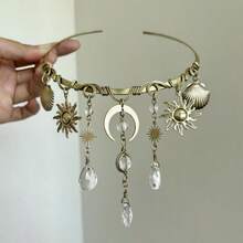 Vintage Bronze Crescent Choker Subculture Heavy Craft Collarbone Chain Niche Exaggerated Design Sense Neck Chain - Dây chuyền hình giọt nước hoa hướng dương cổ điển - Xem 7