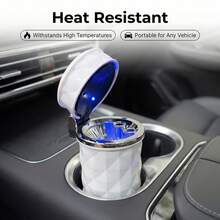 1pc Diamond Shaped Car Ashtray, Creative LED Car Ashtray With Luminous Function - A - View 9