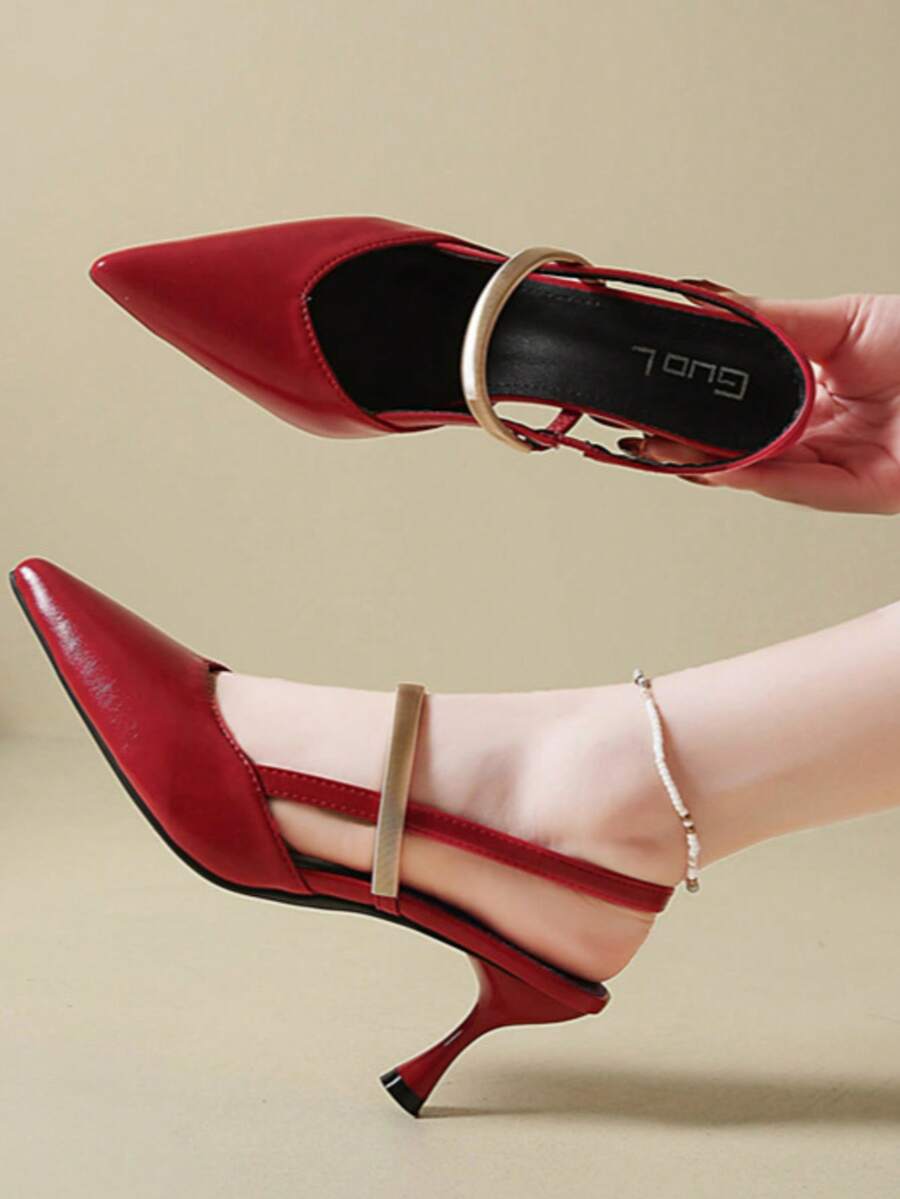 Tacones altos de punta fina con lazo de strass plateado, de tacón alto y delgado, de estilo slip-on
