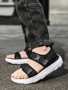New Summer Kids Soft Bottom Outdoor Fashion Convenient Hook And Loop Versatile Casual Sandals - Black and White - View 4