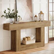 Tribesigns 63-Inch Long Console Table, 2-Tier Entryway Table Sofa Table With Storage, Farmhouse Wood Behind Couch Table For Living Room, Hallway, Brown - Brown - View 1
