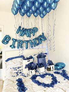 Bộ 48 bóng bay sinh nhật màu bạc và xanh dương, bao gồm 16 bóng bay chữ "Happy Birthday" màu xanh dương và các bóng bay cao su màu xanh dương và bạc, bóng bay chữ "Happy Birthday" bằng giấy bạc dùng để trang trí tiệc sinh nhật, bóng bay tạo bất ngờ lãng mạn cho bữa tiệc. - Nhiều màu - Xem 6