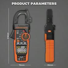 Multímetro de pinza digital CM06 y CM06Pro 600A/1000A, medidor de corriente, probador de voltaje de 6000 recuentos. Incluye NCV, tiempo real, máx., mín., retención, pico de arranque, VFD, linterna, apagado automático, protección contra sobrecarga de rango completo e indicador de batería baja. - Naranja - Ver 12