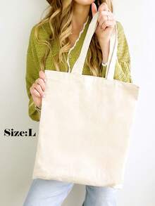 1/5/10/20个迷你/中号/大号可重复使用帆布手提袋，可折叠购物袋套装，空白袋可用于DIY手写、绘画、印章、热转印、刺绣装饰 - 米色 - 查看 17