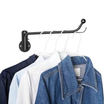 Wall Mounted Drying Rack Laundry Clothes Hanger With Swing Arm Space Saving Metal Hanging Valet Rod For Laundry Closet Organizer Bathroom Bedroom 1 Pack Black