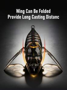 KINGDOM 1pc KingCicada F21/F27 Floating Fishing Lure 1.6g/2.4g 21mm/27mm Cicada Bait With Loud Rattle And Foldable Wings, Sharp Triple Hooks Suitable For Freshwater And Murky Waters - Multicolor - View 6