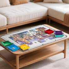 Foldable Puzzle Board | Felt Puzzle Mat With Non-Slip Surface And 4 Black & White Sorting Trays, Portable Polyester Fiber Storage & Protection Case, Suitable For 1500+ Pieces Puzzles, Gray - Multicolor - View 5