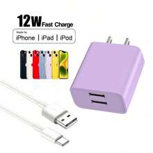 12W 新款 Macron 多彩双 USB 快速充电器，兼容 16 Pro Max/16 Pro/16 Plus/16、15 Pro Max/15 Pro/15 Plus/15、14/13/12/11/XS/XR/8/7/6 等设备，适用于家庭、办公室和旅行。 - 查看 9